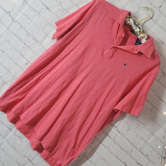 Simply Southern Coral Salmon Collared Two Button Polo Shirt Cotton Mens Size XL - Picture 3 of 11